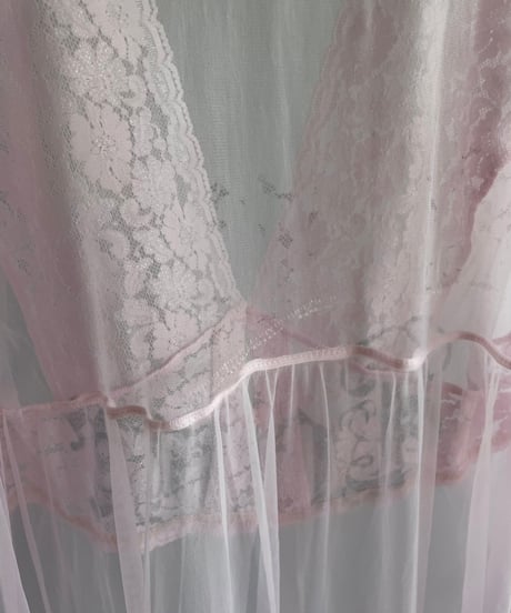 【USED】 Lace Patterned Sheer Long One-Piece/241006-018
