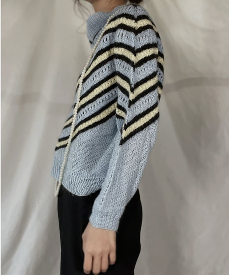 【USED】   Stripe Pattered Knit L/S Top/211216-032
