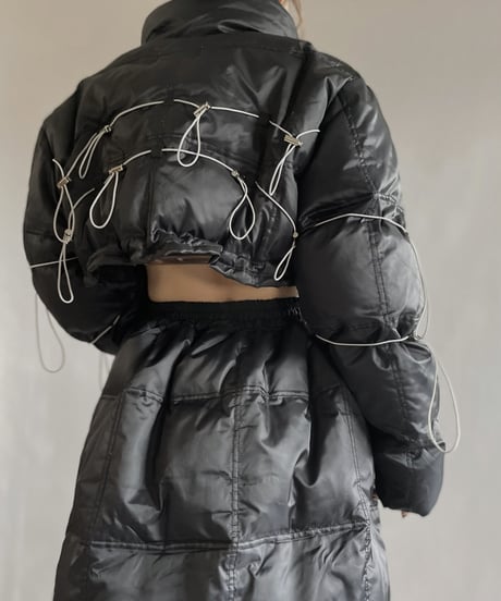 【RE;CIRCLE】 RE Draw Code Short Down Black×Gray + Skirt Co-ord Sets / 221215-011