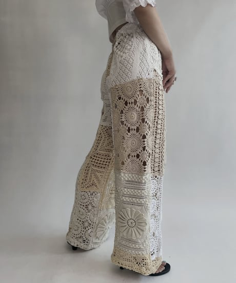 【RE;CIRCLE】 RE Crochet Patchwork Pants / 220728-027
