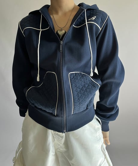 【USED】 Zip Up Hoodie Jersey Top /241207-037