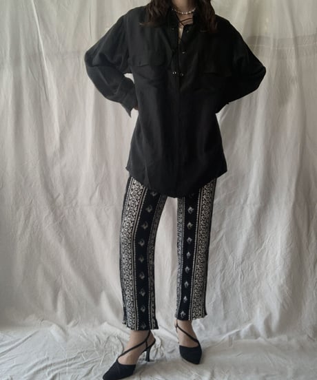 【RE;CIRCLE】 RE Lace Up Silk Pull Over Shirt① /210613-005