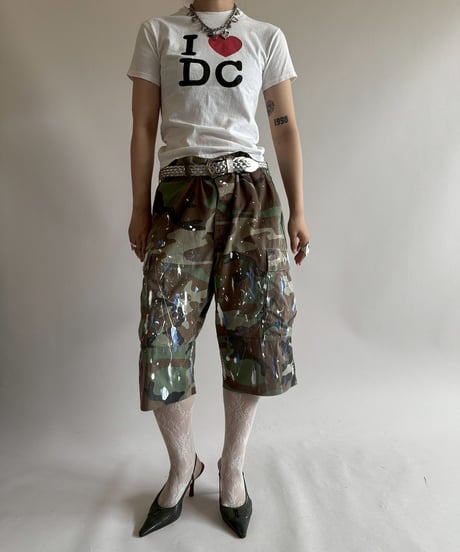 【USED】 Military Camouflage Painted Cut off Shorts  / 250719-010