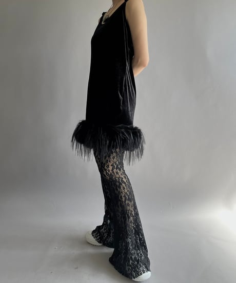 【USED】 Fur Patterned  Velour Camisole Long One-Piece/241019-007