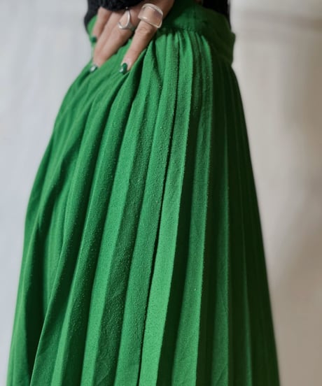 【USED】 Poly Long Pleats Skirt①/20210819-005