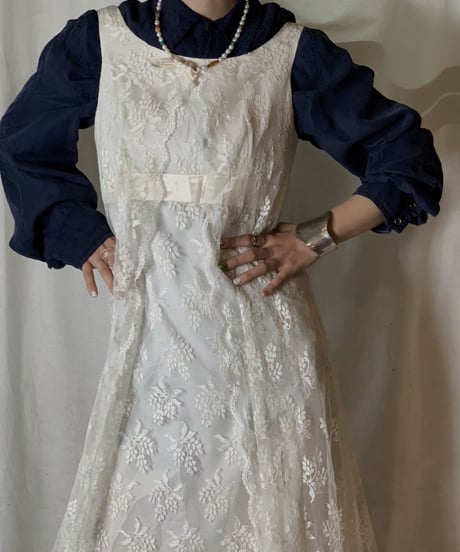 【USED】  USA Flower Patterned Lace Dress②/210429-031