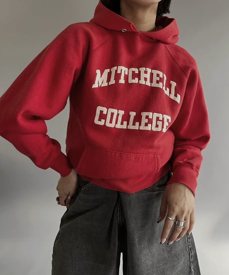 【USED】 Made in USA 80s Champion MITCHELL COLLEGE L/S Parker /240210-022