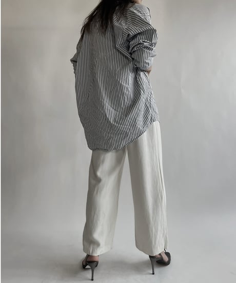 【RE;CIRCLE】 RE Collarless Striped Shirt / 220609-008