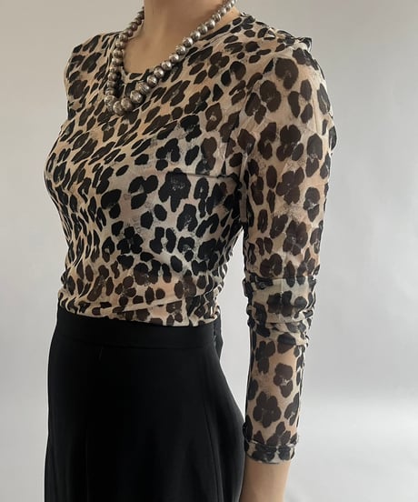 【USED】Leopard Patterned Sheer L/S Top /240907-028