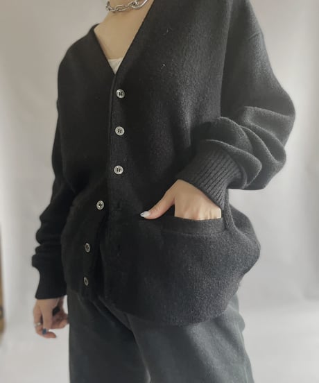 【USED】 Acrylic Knit Cardigan Black / 230211-019