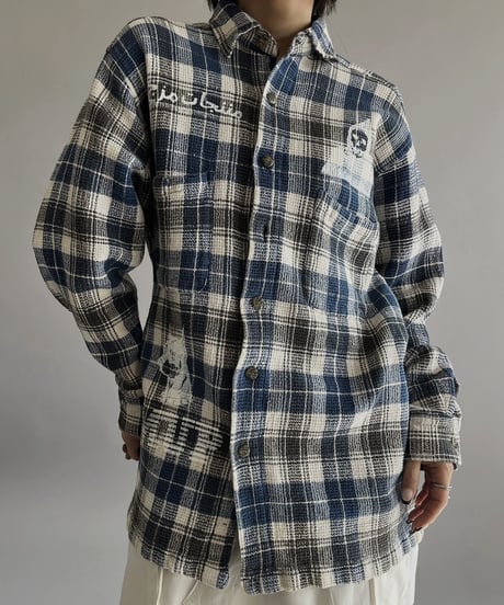 【Mashup Products】 Silk Screen Cotton 100% Check patterned Shirt/  240217-010