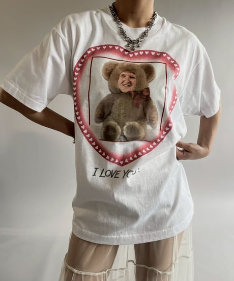 【USED】  Made in USA 90's Screen Stars Vest I LOVE YOU T-Shirt/250510-035