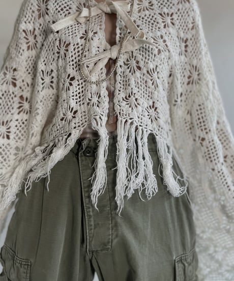 【RE;CIRCLE】 RE Crochet Lace Flare Sleeves Bolero / 220526-044