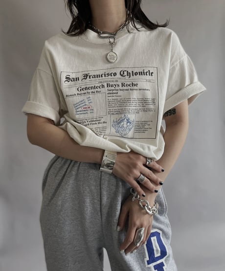 【USED】  New Paper Print T-Shirt / 230617-015