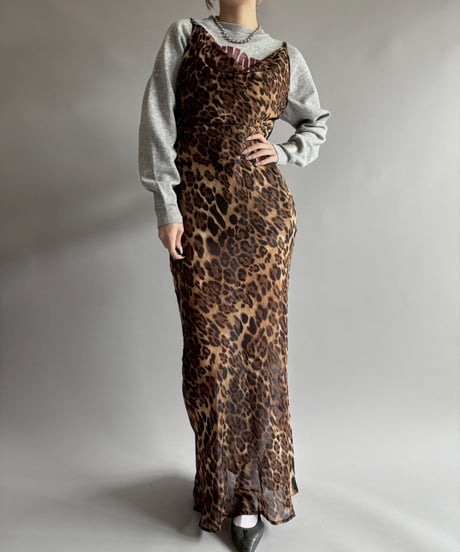 【USED】 Leopard long camisole One-Piece  /250920-035
