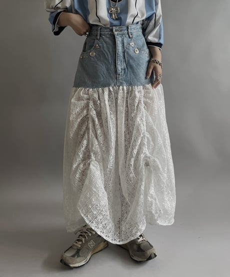 【RE;CIRCLE】 RE Denim Lace Switching Skirt / 240509-014