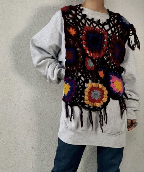 【RE;CIRCLE】 Granny Knit Poncho ① /210125-003