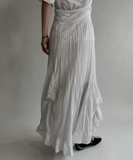 【USED】 White Cotton Long Skirt / 220507-032