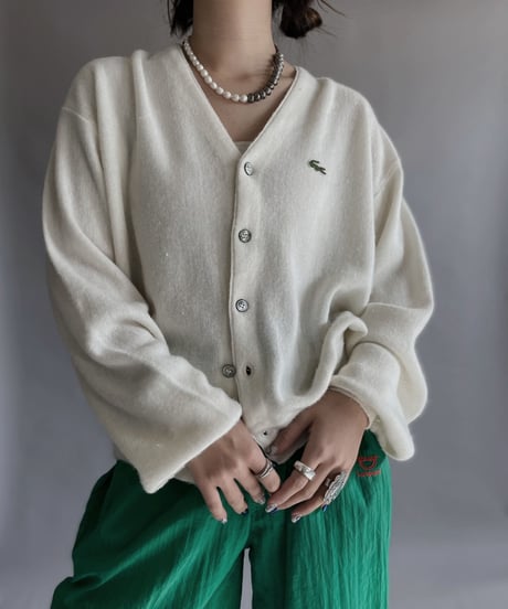 【USED】 IZOD Lacoste Acrylic Knit Cardigan White / 230128-019