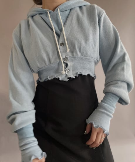 【RE;CIRCLE】 RE Acrylic Knit Cardigan + Hoodie Light Blue / 230220-011
