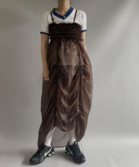 【RE;CIRCLE】 RE Sheer Shirring Camisole One-piece / 230706-006