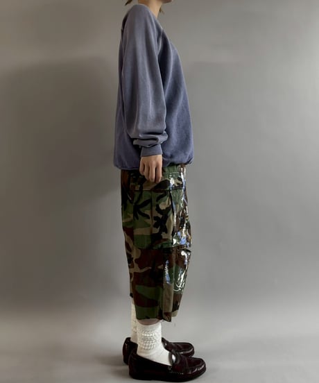 【USED】 Military Camouflage Painted Cut off Shorts / 251101-029