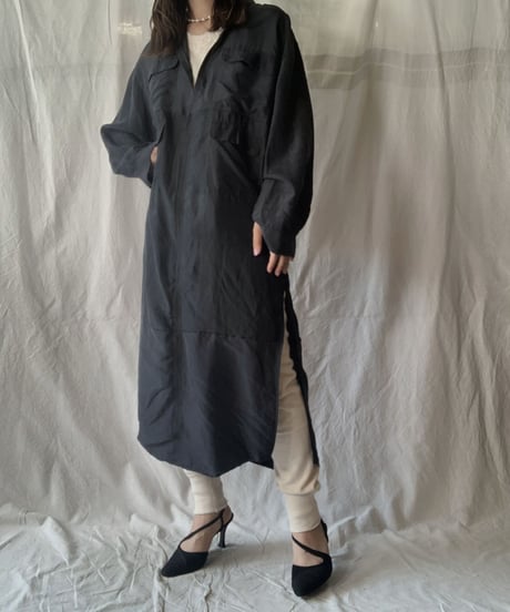 【RE;CIRCLE】 RE Silk Open Collar One-piece/210613-004