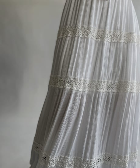 【USED】 White Cotton Long Skirt / 220611-007