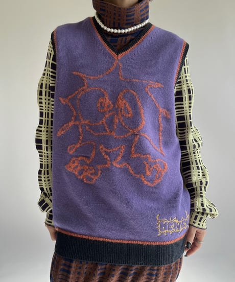 【USED】 HEAVEN Patterned Mohair Knit Vest /250104-024
