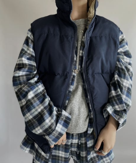 【USED】 Reversible Down Vest Beige ⇄ Navy / 221224-005