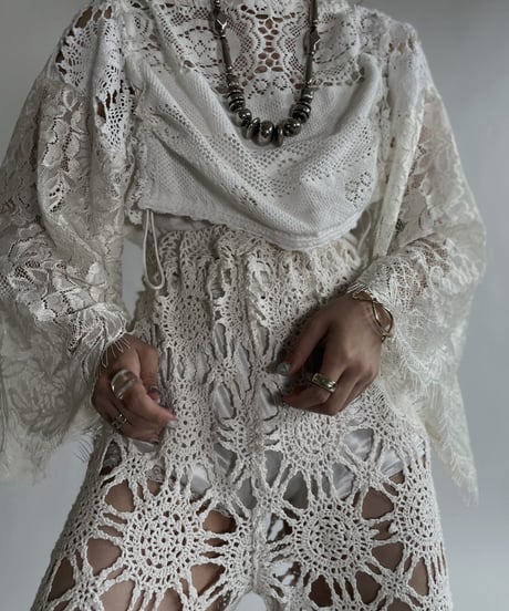 【RE;CIRCLE】 RE Crochet Lace Drawcord Top / 220526-031