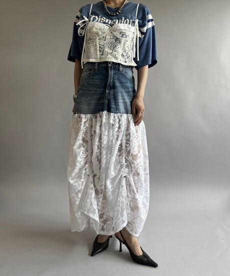 【RE;CIRCLE】 RE Denim Lace Switching Skirt / 240801-008