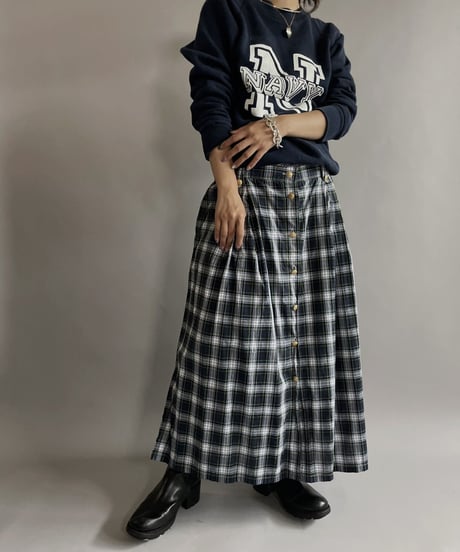 【USED】 Cotton Checked Long Skirt / 220903-001