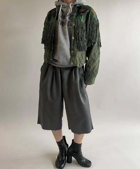 【USED】 Flower Embroidery Suede Fringe Jacket /250301-007