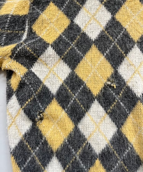 【USED】 100% ORLON ACRYLIC Argyle Knit Top/241207-007