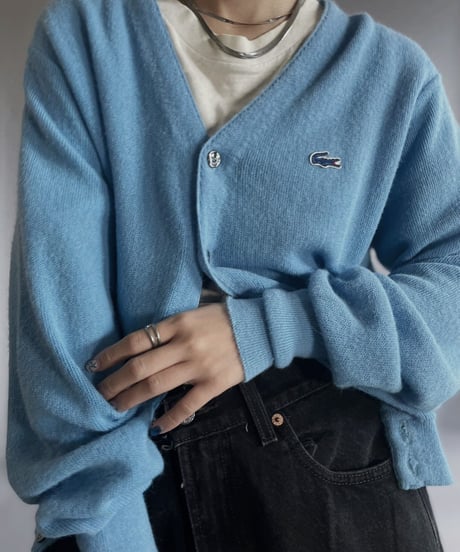 【USED】 IZOD Lacoste Acrylic Knit Cardigan Light Blue / 230204-016