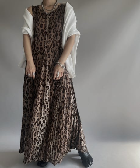 【USED】 Dead Stock 100% Rayon Leopard Patterned One-Piece/ 2301118-031