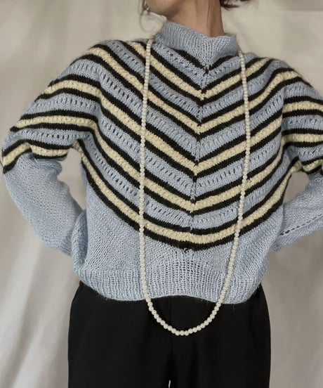【USED】   Stripe Pattered Knit L/S Top/211216-032