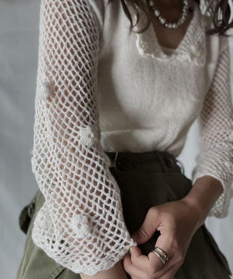 【USED】   Crochet Knit L/S Top②/210921-037