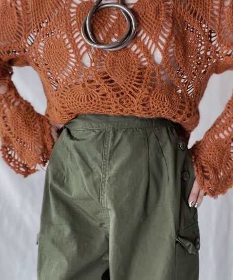 【USED】   Crochet Knit L/S Top①/210921-035