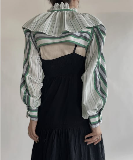 【RE;CIRCLE】 RE Striped Shirt Detachable Collar + Bolero / 220609-004