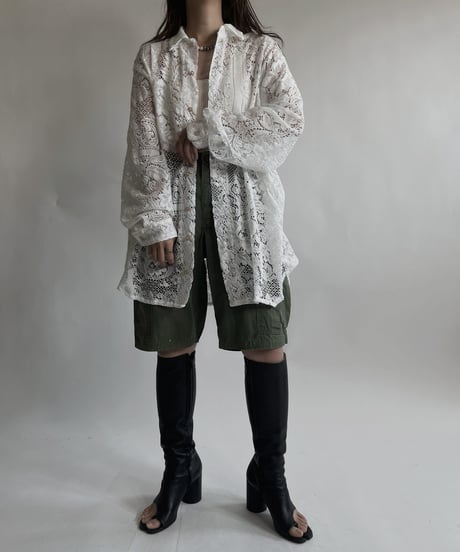 【RE;CIRCLE】 RE Crochet Lace Big Shirt / 220427-007