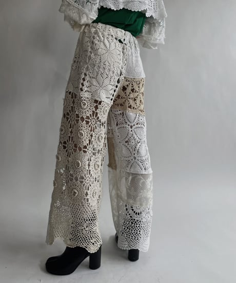 【RE;CIRCLE】 RE Crochet Lace Patchwork Pants / 220526-035