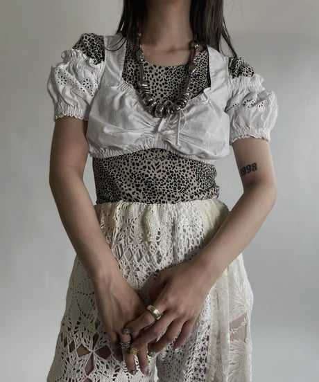 【USED】 White Cotton Short Sleeves Top / 220526-020