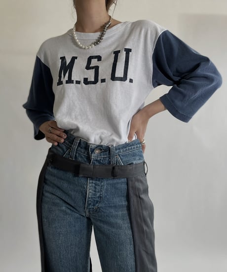 【USED】 70’s Champion 3/4 sleeved T-shirt "M.S.U." / 220625-013