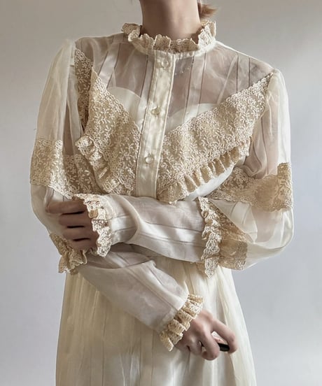 【USED】 Sheer Sleeve Design Shirt  / 250628-026