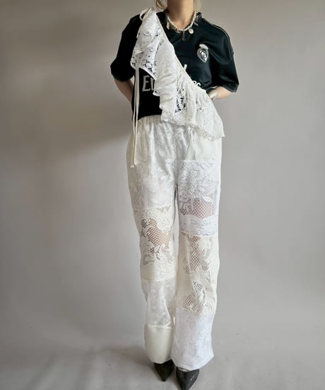 【RE;CIRCLE】 RE Crochet Lace Patch work Pants / 250731-008