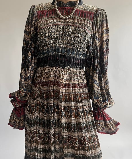 【RE;CIRCLE】 RE Indian Cotton Balloon Sleeved One-piece / 240912-001
