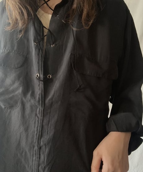 【RE;CIRCLE】 RE Lace Up Silk Pull Over Shirt① /210613-005