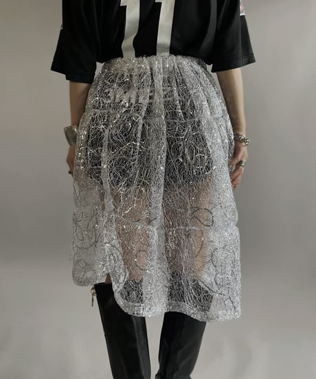 【USED 】BRYAN and JOHNNY Lace Patterned Lame Skirt/ 240414-009
